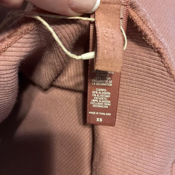 skims New rose clay Tan Pink ribbed bodysuit Cotton Elastane Xs - Picture 2 of 5